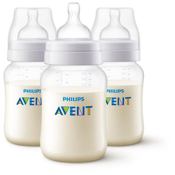 Philips Avent Anti-Colic Baby Bottles, 260ml, 3-pack Clear