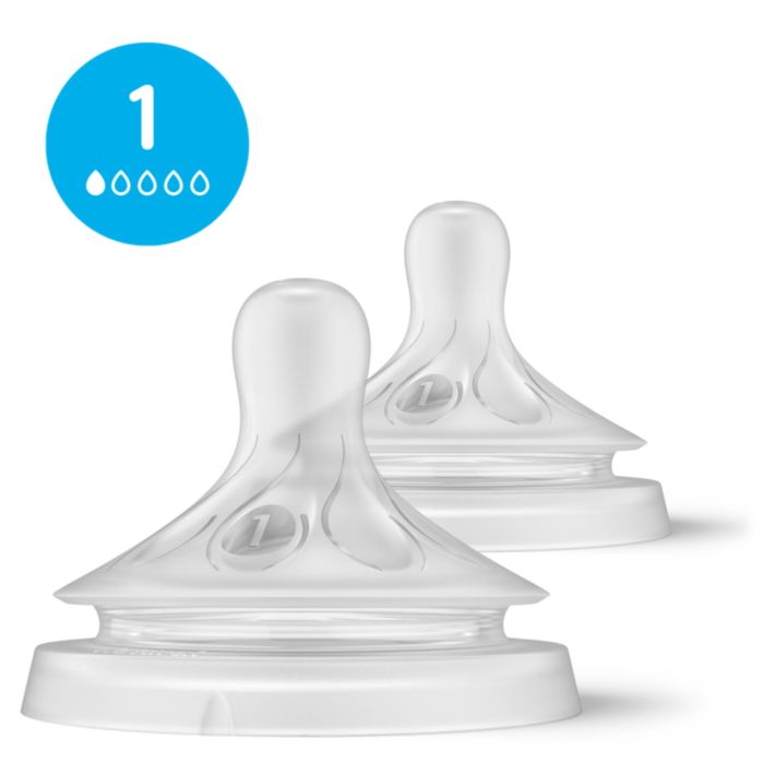 Philips Avent Natural Response Teats, 0 month, Flow 1, 2-pack Clear
