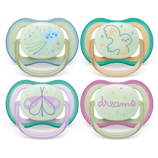Philips Avent Ultra Air Soother Nighttime Glow, 0-6 months, 2-pack  Mixed