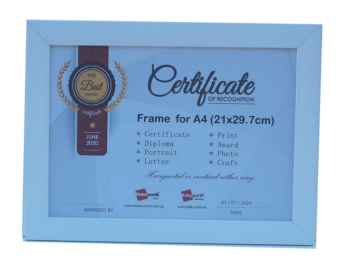Homeworth   Photo Frames Certificate Frames Series White / Black / Timber - Babyworth